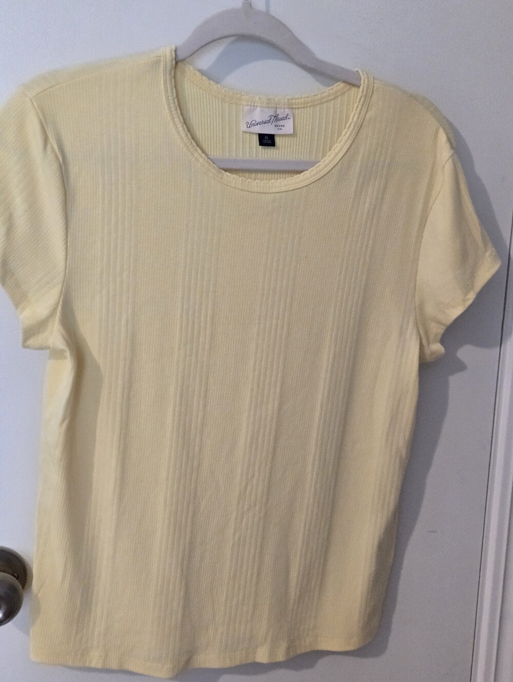Universal Thread Pale Yellow Ribbed Short Sleeve Tee